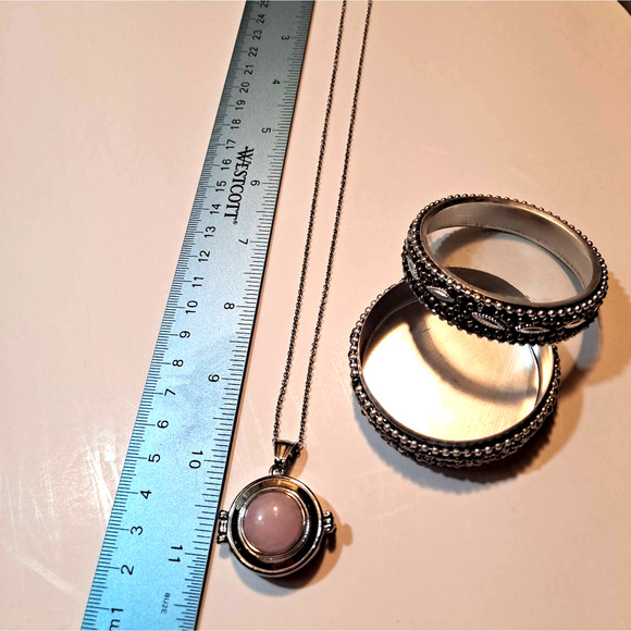 STEAMPUNK FABULOUS! Galilea Rose Quartz Compass Stainless locket - Picture 7 of 10